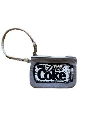 Diet Coke Gray Canvas Wristlet Purse, Recycled Bottles, Coca-Cola Memorabilia